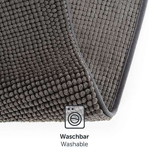 Blumtal Badmatten chenille - antislip badmat, zachte badmat, badkamertapijt, Antraciet, 50x80 cm - Image 7