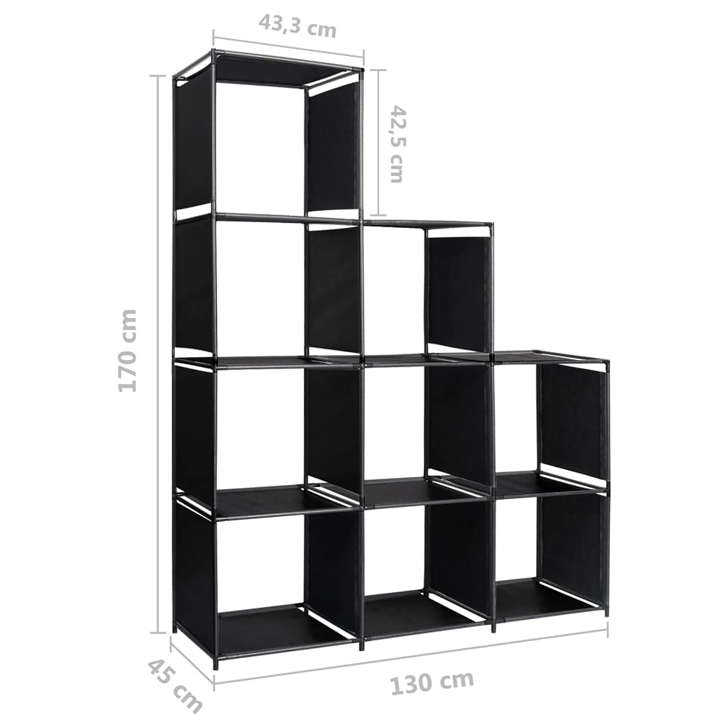 Regał schodkowy 130 x 45 x 170 cm, czarny, 9 otwartych półek, uniwersalny organizer Cube na książki, przedmioty kolekcjonerskie, rośliny, trwałe kostki do przechowywania, do domu, nowoczesne