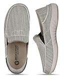 Mens Slip On Shoes, Mens Boat Shoes with Arch Support, Orthopedic Canvas Loafers for Plantar Fasciitis, Indoor & Outdoor Walking Slippers Shoes for Pain Relief (12, Grey)