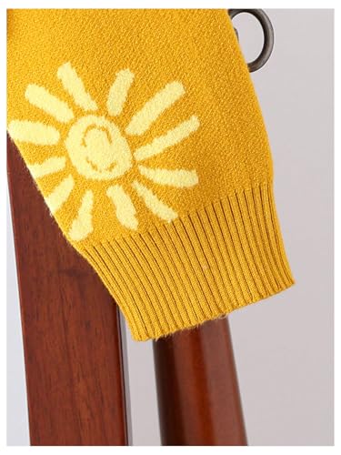 Girl's Button Down Long Sleeve Cardigan Sweater Cute Sun Print V Neck Knit Outerwear3