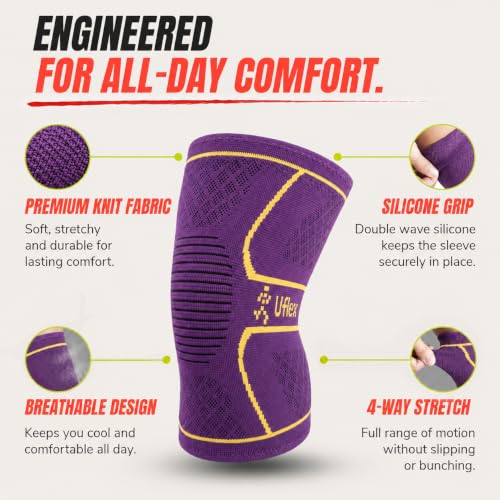 Image of Knee Brace for Men and Women Knee Compression Sleeve Knee Support Wraps for Arthritis Joint Pain Relief, Workout, Swelling, Sports, Circulation, Running, Recovery for ACL & Meniscus Tear
