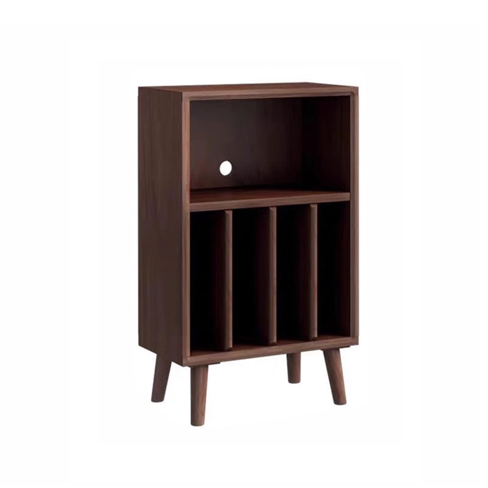 Huangj-0527 CD storage Floor-standing Low Vinyl Record Storage Holder Wooden CD Display Cabinet Record(Walnut colour)
