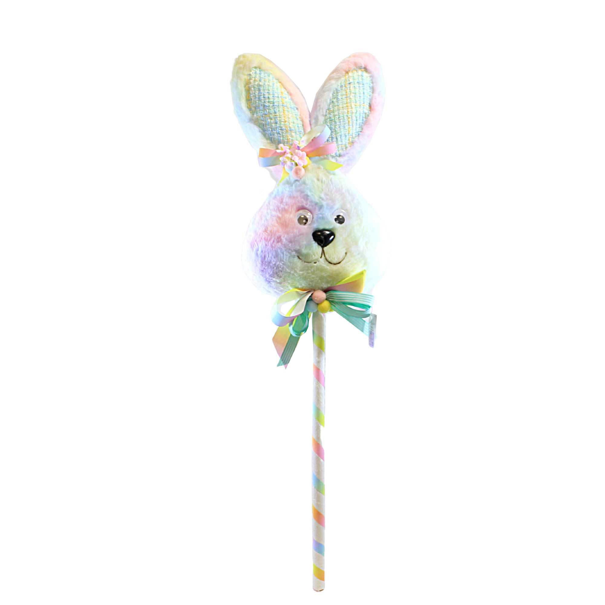 December DiamondsCotton Candy Land Bunny Head On Straw Pick - Easter Decoration