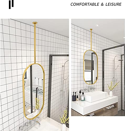 Miroir ovale à suspendre 50x70cm avec perche réglable et cadre en métal - 7