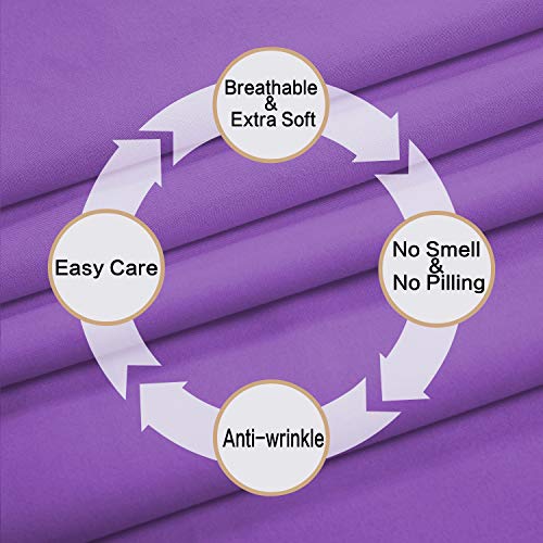 Image of 4 Piece Bed Sheet Set (Queen,Violet) 1 Flat Sheet,1 Fitted Sheet and 2 Pillow Cases,Brushed Microfiber Luxury Bedding with Deep Pockets