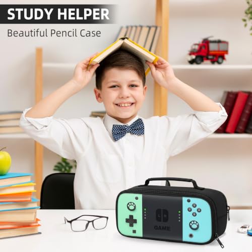 Image of TILYTADLY Large Pencil Case for Boys - Gamer Boys Pencil Pouch With Handle - Big Capacity Pen Box Pen Bag With Zipper Compartments, School Supplies Stationary Organizer for Kids Teens Adults