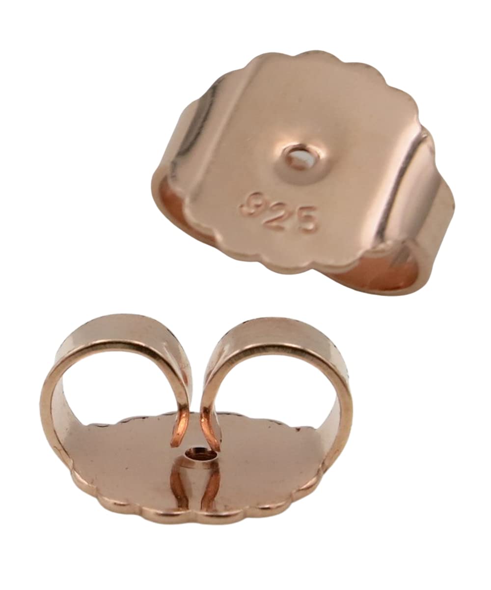 XXL Verschluss für Ohrstecker Roségold Silber 925, 10mm Ohrmutter für große Ohrringe und große Ohrlöcher, Ohrringheber, Rückstecker, Gegenstecker, Ohrstopper, Butterfly Verschlüsse