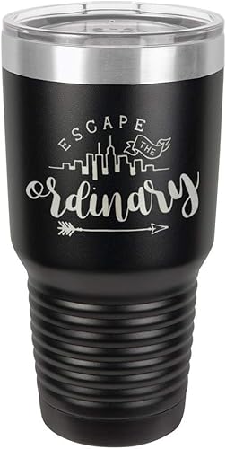 Escape The Original - Vaso negro de 30 onzas con popote y tapa superior deslizante  Taza de viaje de acero inoxidable  Comparar con Yeti Rambler
