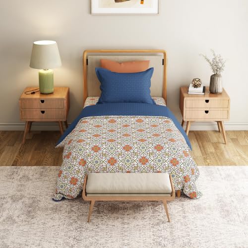Image of Mytrident Bedsheet for Single Bed Cotton | 60 inch x 90 inch | Flourish Red