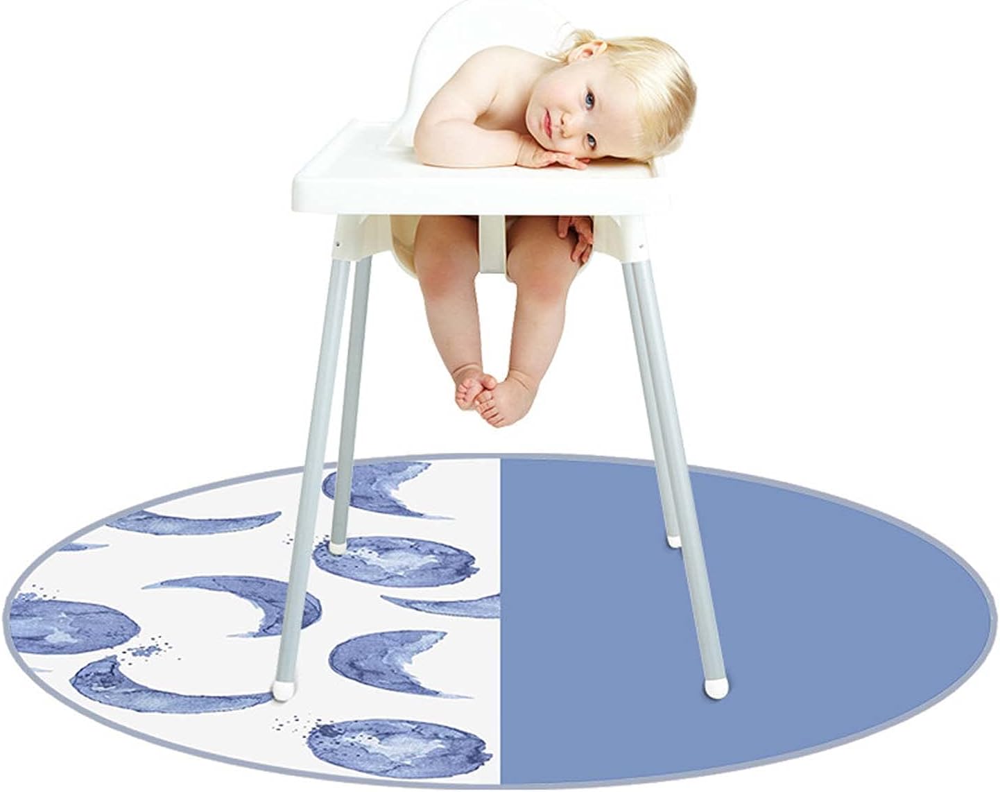 51" High Chair Mat Under High Chair Floor Protector Waterproof Round Baby Splat Mat Multi-Purpose Non-Slip Play Mat for Babies, Kids Art Crafts, Waterproof