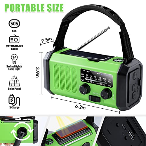 Emergency Radio,10000mAh Solar Radio, Hand Crank Radio, NOAA/AM/FM Weather Radio, USB Type-C Charging,Dynamo Radio,Polymer Battery,Torch & LED Reading Light, SOS Alarm,Compass for Camping