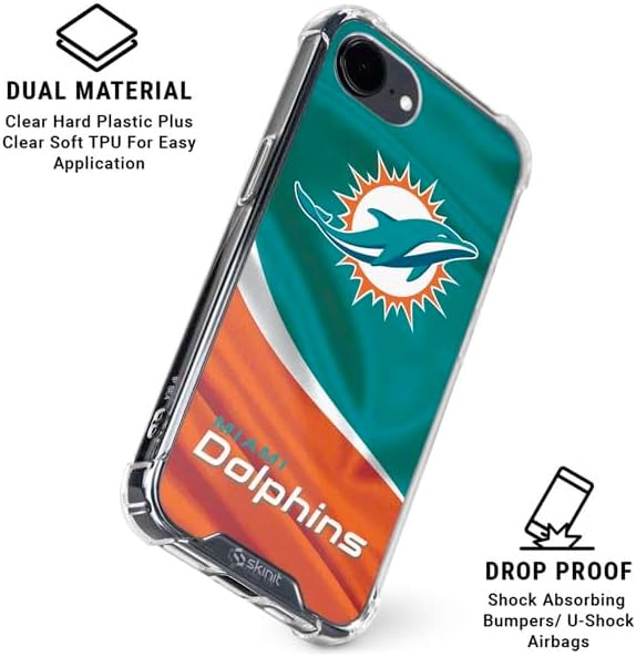 Skinit Clear Phone Case Compatible with iPhone 16e - Officially Licensed NFL Miami Dolphins Design