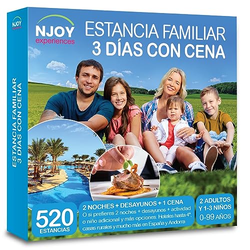 NJOY Experiences - Caja Regalo - ESTANCIA FAMILIAR 3 DÍAS DELUXE - Idea de Regalo - Estancia familiar para 2 noches para 3 o 4 personas