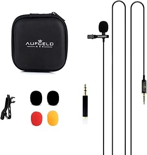 Professional Mini Lavalier Lapel Omnidirectional Condenser Microphone Compatible with iPhone Android Windows Smartphones Clip On Interview Video Voice Podcast Noise Cancelling Mic Vlogger LM-09B