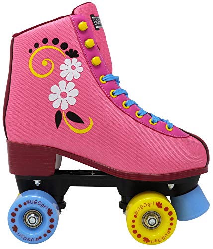 Lenexa uGOgrl Roller Skates for Girls - Kids Quad Roller Skate - Indoor, Outdoor, Derby Children's Skate - Great Youth Skates for Beginners (Pink, Kids 1) - Thumbnail 3