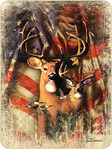 Regal Comfort Patriotic Buck and Doe Deer Throw Blanket 45" x 60"