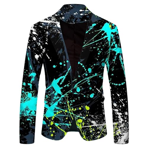 Mymyguoe Graffiti Sakko Herren Blazer Langarm Bunt Anzugjacket Funky Anzug Suit Neon Farbigen Anzugsakko Lgbt Pride Stolzmonat Jackett Abschlussball Karneval Kostüm Herrenanzug