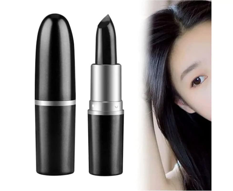 AcuHealth Lipstick Shape Hair Color Dyeing Pen Hair Pure Hair Color Dyeing Plant Hair Stick Temporary Hair Dye for Covering White Hair Hair Color Dye Pencil (Black) Pack of 1