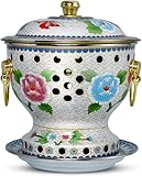 Traditioneller Mongolischer Rindfleisch-hotpot Aus Kupfer, Ideal Für Zuhause Und Restaurants. Mit Deckel, Griffen Und Geteiltem Design Für Shabu-Gerichte. Beige One Size