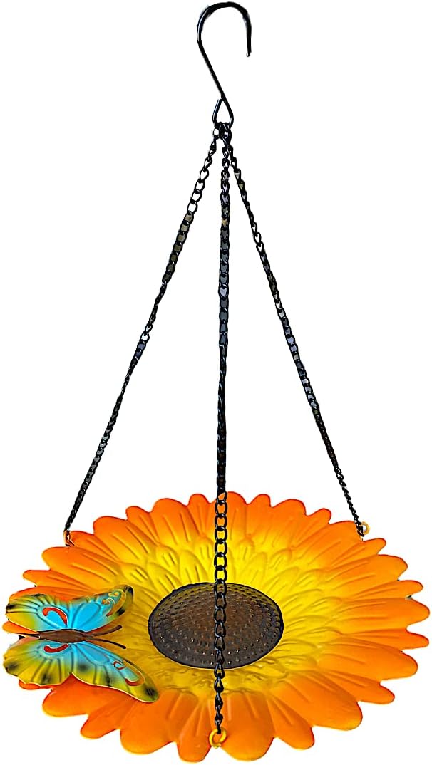 Hanging Bird Feeder Metal Colorful Garden Yard Decor 11 x 8 (Birdfeeder W Butterfly)