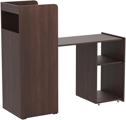 Vista 5 de Tangkula Escritorio extensible para computadora para espacio pequeño, escritorio reversible para oficina en casa con kit antivuelco, escritorio