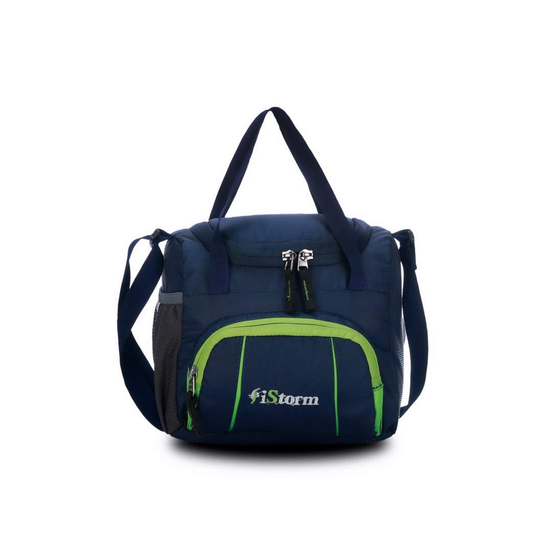 IStorm Spice Lunch Bag (Navy & P Green Zip) Lunch Bag for Office Men, Women and Kids, Quality Tiffin Bag for School, Picnic, Work, Carry Bag for Lunch Box
