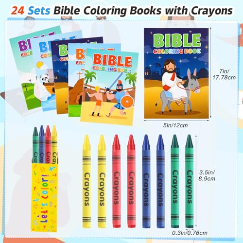 Gilprop 24 Set Bulk Christian Coloring Books with Crayons for Kids Bible Religious Drawing Books Bulk Christian Story Activity Supplies, DIY Sunday School Crafts, Bible Party Favors Gifts by Gilprop - Image 2
