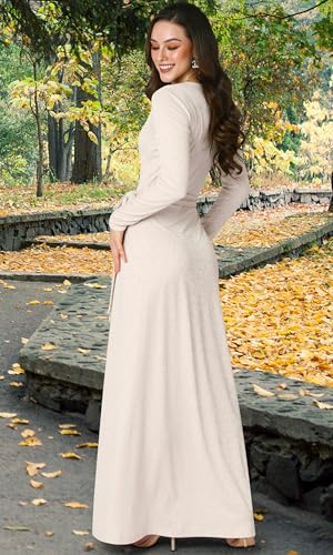 Image of KOH KOH Womens Long Sleeve V-Neck High Slit Cocktail Evening Gown Maxi Dress
