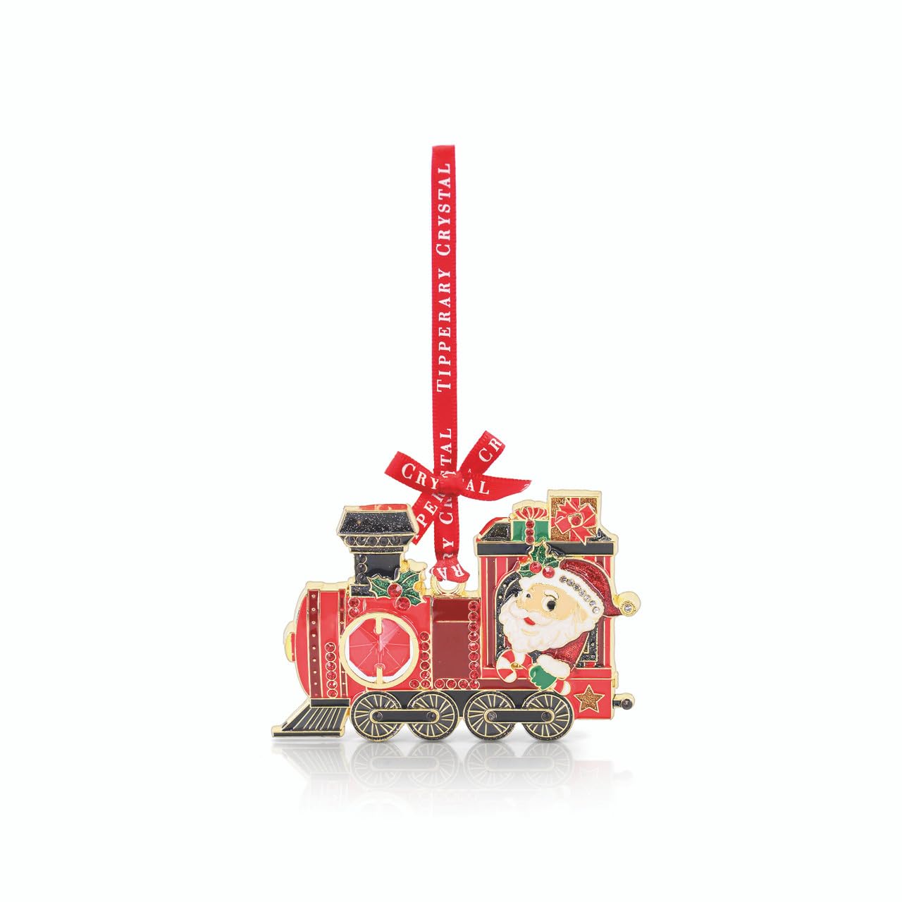 Tipperary Crystal Red Polar Express Gem Christmas Decoration – Festive Train Ornament With Sparkling Crystals