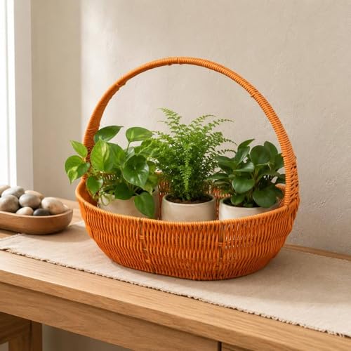 Panier floral anse arquée grand modèle objet déco style osier pour maison