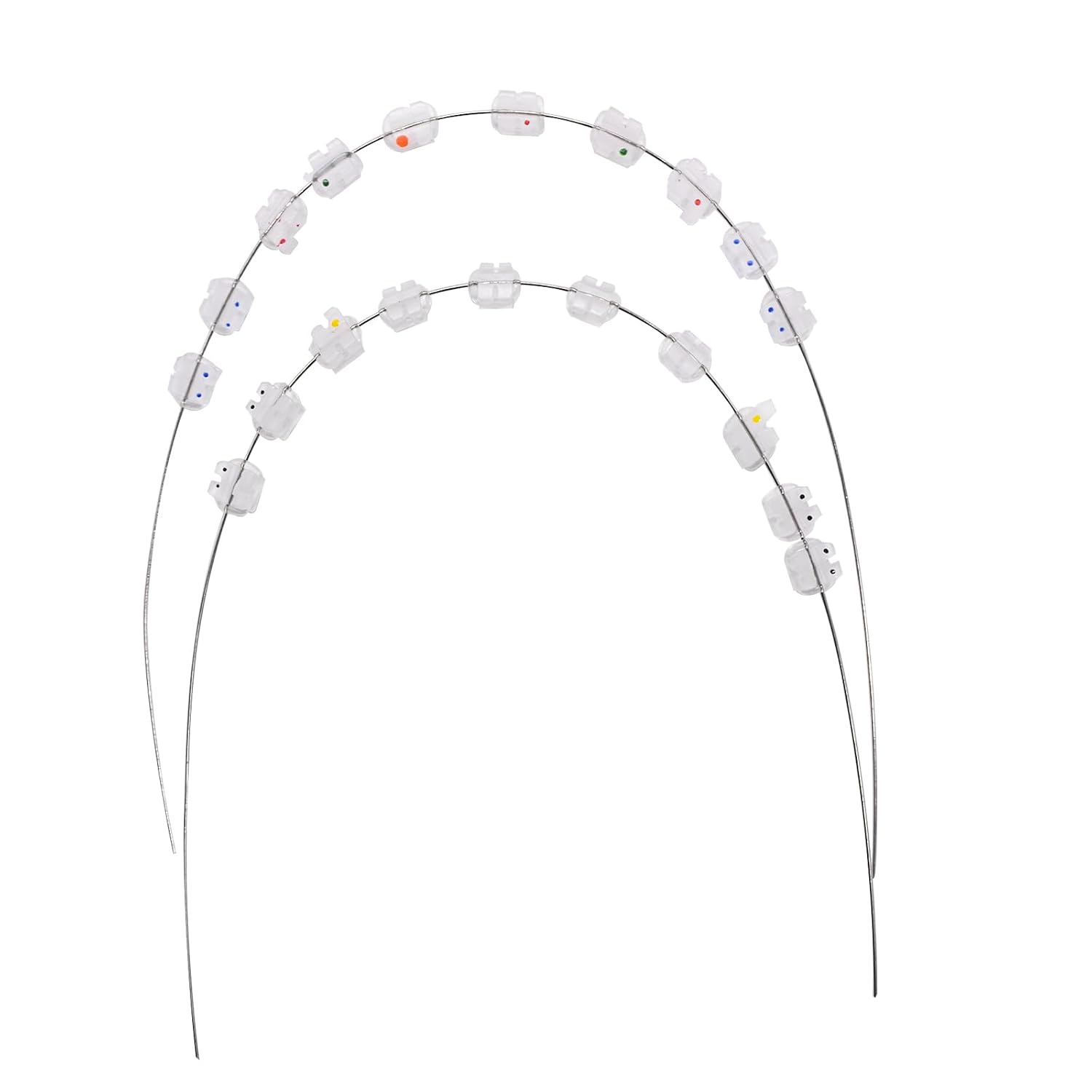1 Pack Temporary Tooth Decoration with Metal Wires,Metal Bracket and Orthodontic Ligature Ties,Practice Props for Dental Students (Blue)