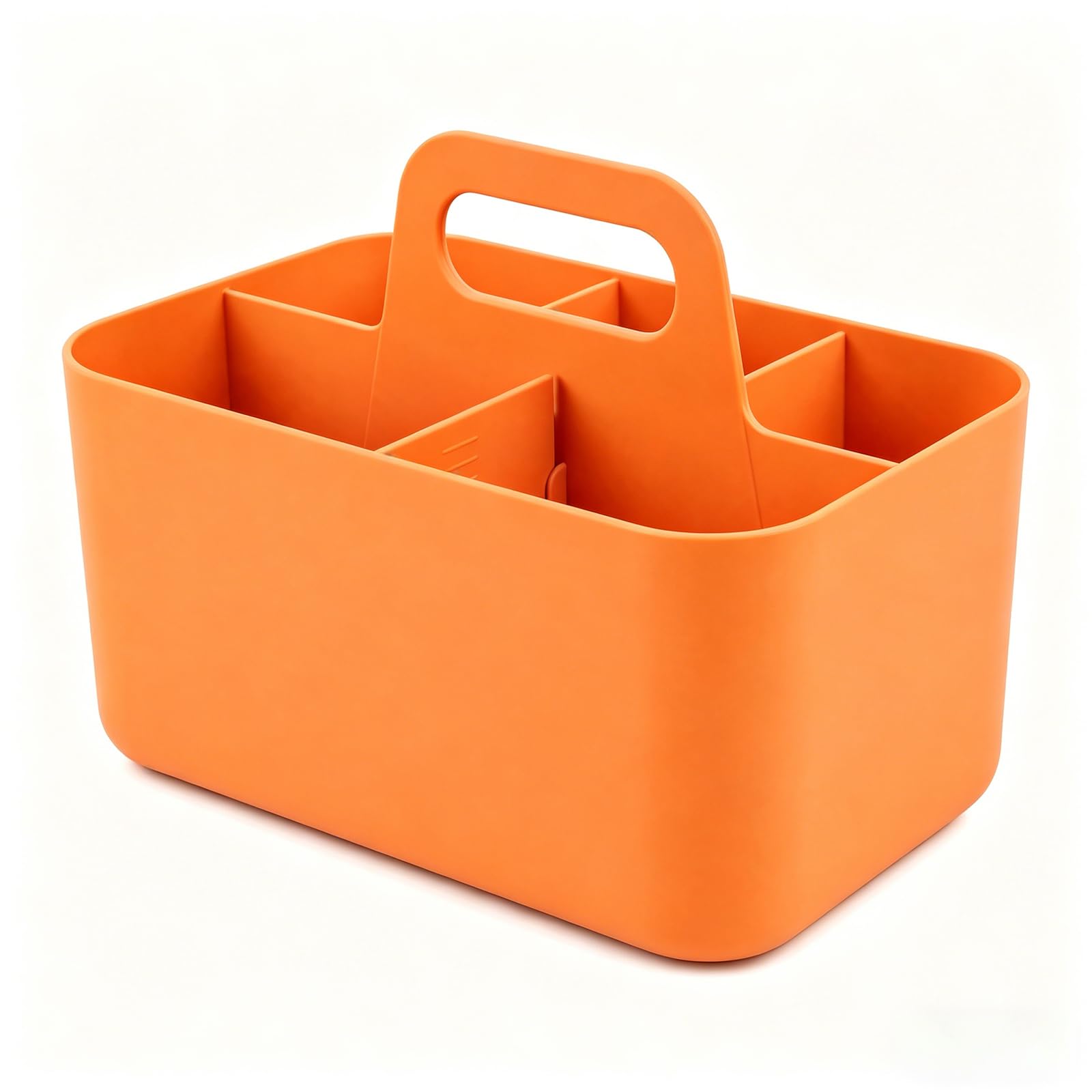 Lirynox Multipurpose Storage Organiser, 5 Slots Caddy Organizer with Handle Stackable Cleaning Caddy Pen Art Makeup Organiser Storage Baskets for Bathroom Office Crafts (Orange)