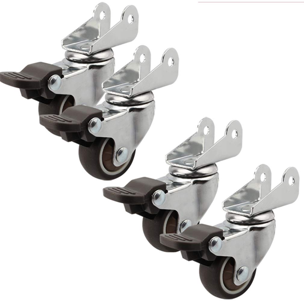 Castors, Rubber Casters Universal Swivel Castors with Brakes Silent(1.5inch)