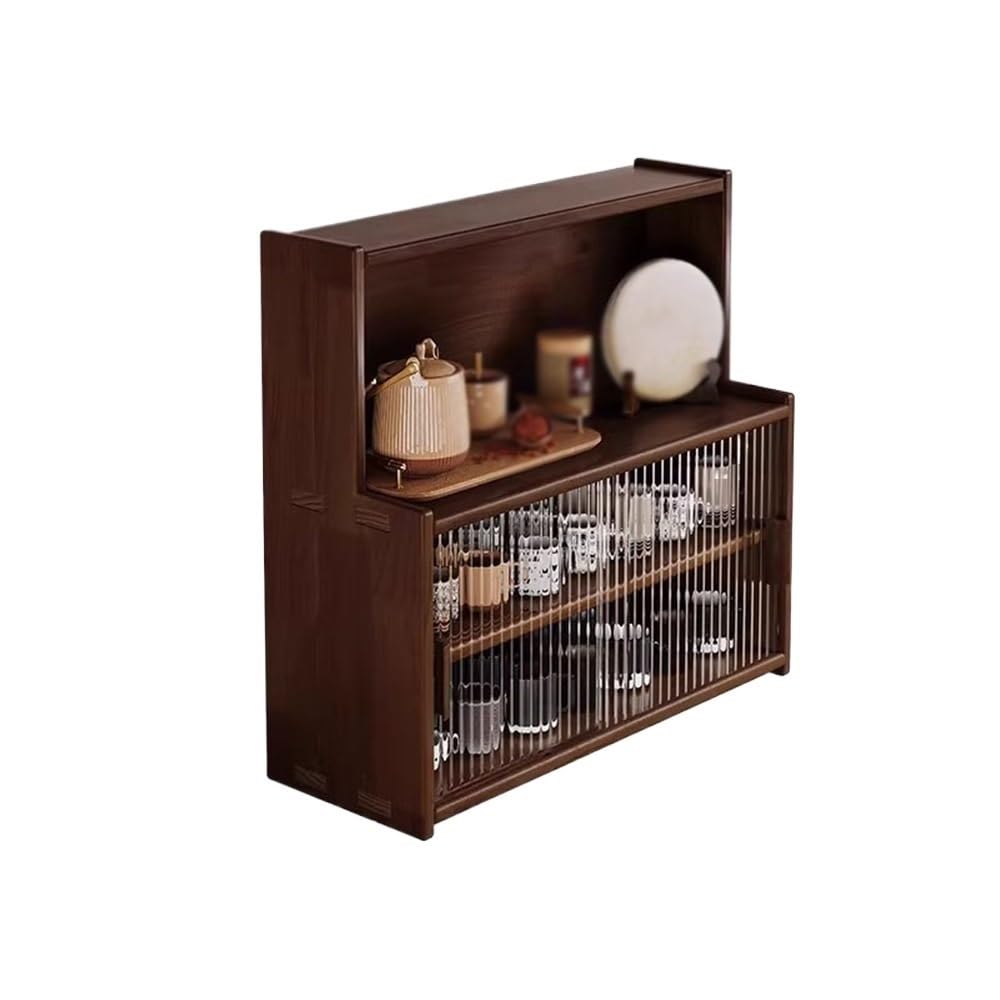 Librería Estantería de escritorio de madera con puertas corredizas de vidrio templado, estantería pequeña ajustable, organizador de almacenamiento de escritorio independiente for oficina y hogar Estan