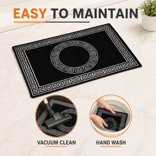Image of Matz&More Anti Slip Multipurpose Floor Mat, 40x60cm, for Door, Entrance, Bathroom, Bedroom, Kitchen, Office, Greek Black White