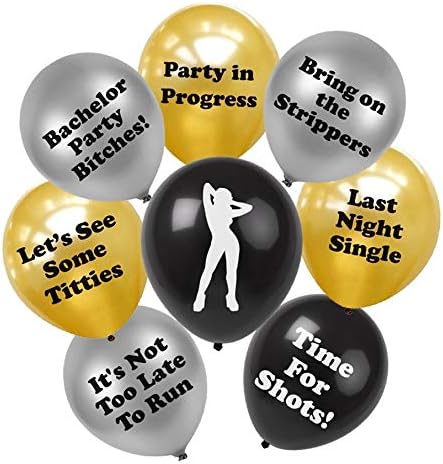 BroSash Bachelor Party Balloons | Pack of 16 | Funny Bachelor Bachelorette Party Supplies and Decorations | Naughty Gag Gifts for Men
