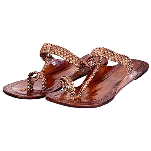 Women Lightweight Stylish Copper Brown Kolhapuri Slipper