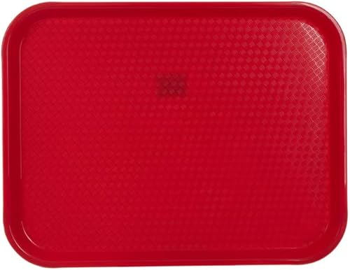 Miniatura 2 de Bandeja de comida rápida de 10 x 14 pulgadas, rectangular, de polipropileno, color rojo, para cafetería, comedor, restaurante, patios de comida