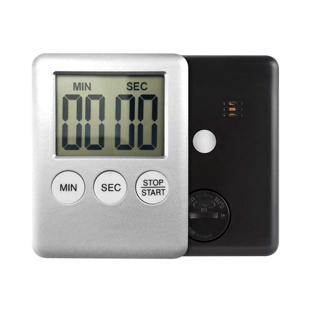 Kitchen Digital Timer Cooking Studying Count-down Clock LCD Screen Display Alarm Kitchen Gadget,Silver