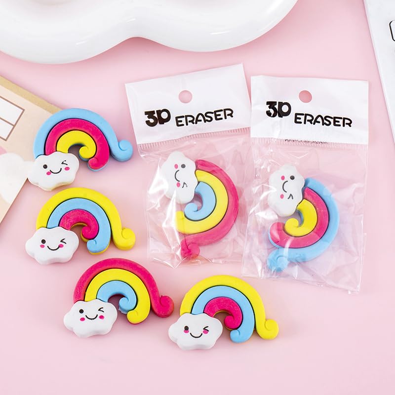 Image of Radiance 12 Pcs Rainbow Shape Erasers for Kids | Cute Pencil Erasers for Girls & Boys | Colorful Rubber Stationery | Birthday Return Gift for Kids | School Supplies (Multicolor)
