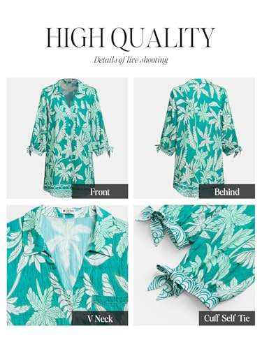 Image of CUPSHE Women Mini Summer Dress Cover Up Oversize Floral Shirt 3 /4 Sleeve Cuff Tie Button Down Beach Dresses Cover Up Top