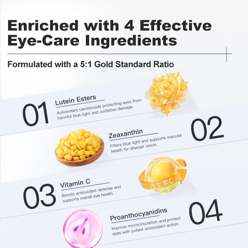 Miniatura 5 de GNITE Gomitas de éster de luteína de arándanos para la salud ocular, gomitas suaves de calidad premium con ésteres de luteína, zeaxantina y aceite