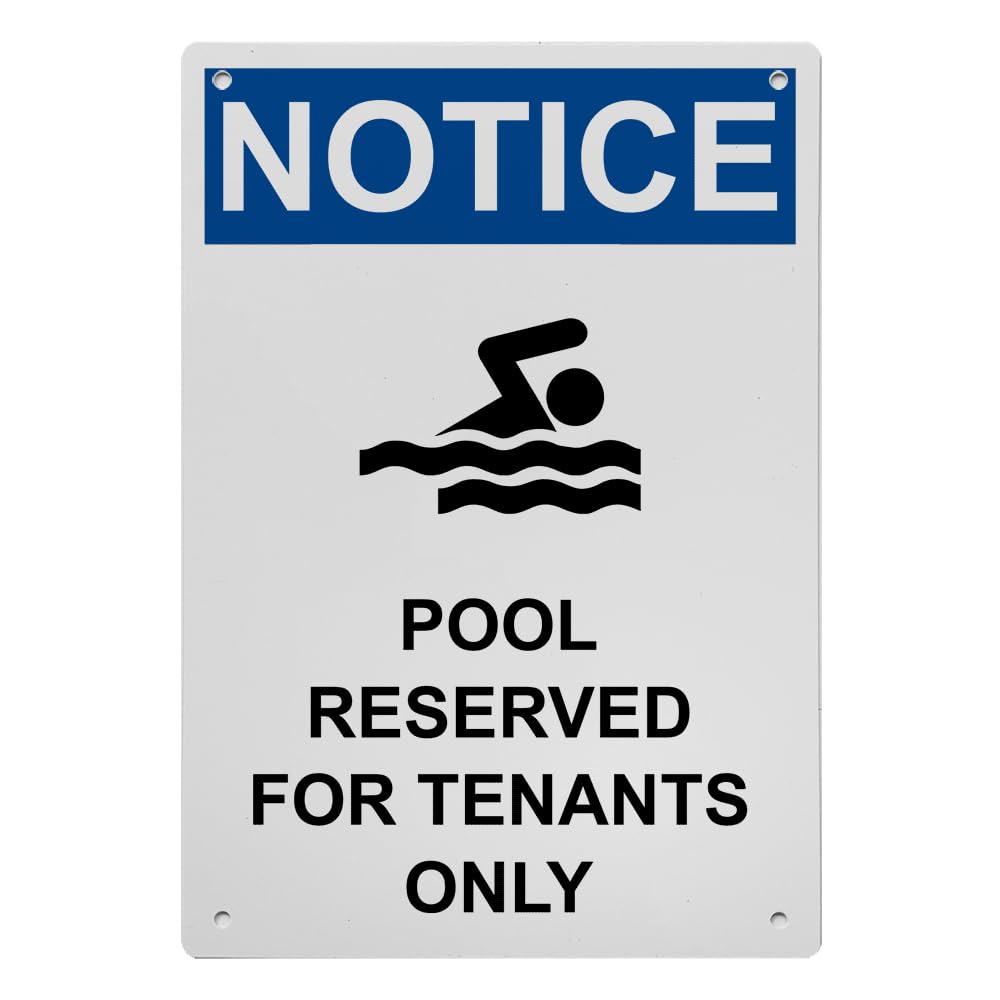 OSHA Pool Reserved For Tenants Sign, 8.5 x 11 in