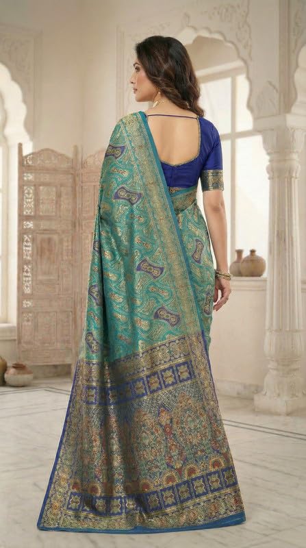 Image of C J Enterprise Women's Pure Soft Silk Saree With Blouse Piece For Wedding (Damru-Patola)