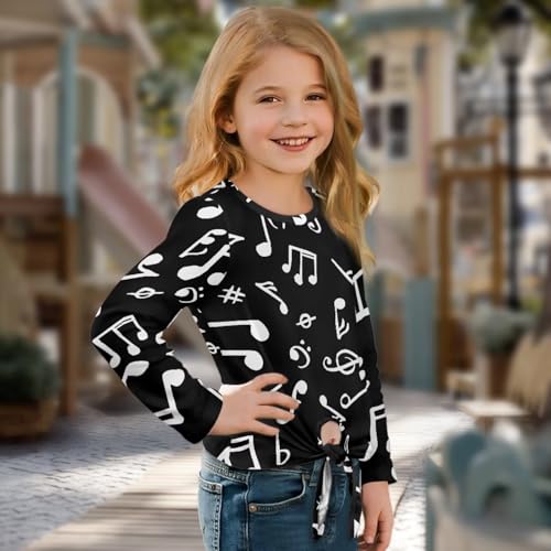 Girls Long Sleeve Shirts with Tie Hem, Crewneck Casual Blouses Tops, Loose Lightweight Sweatshirt 5-12 Years3