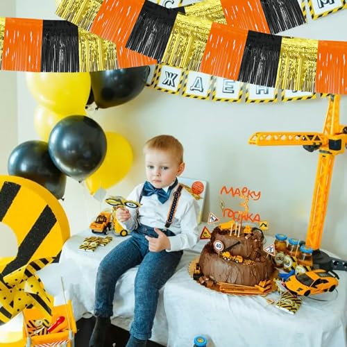 Image of BEISHIDA 3 Packs Metallic Foil Fringe Garland Gold Orange Black Wall Hanging Tinsel Fringe Banners for Car Floats Bridal Shower Wedding Birthday Graduation Holiday Party Decoration(30 Feet)