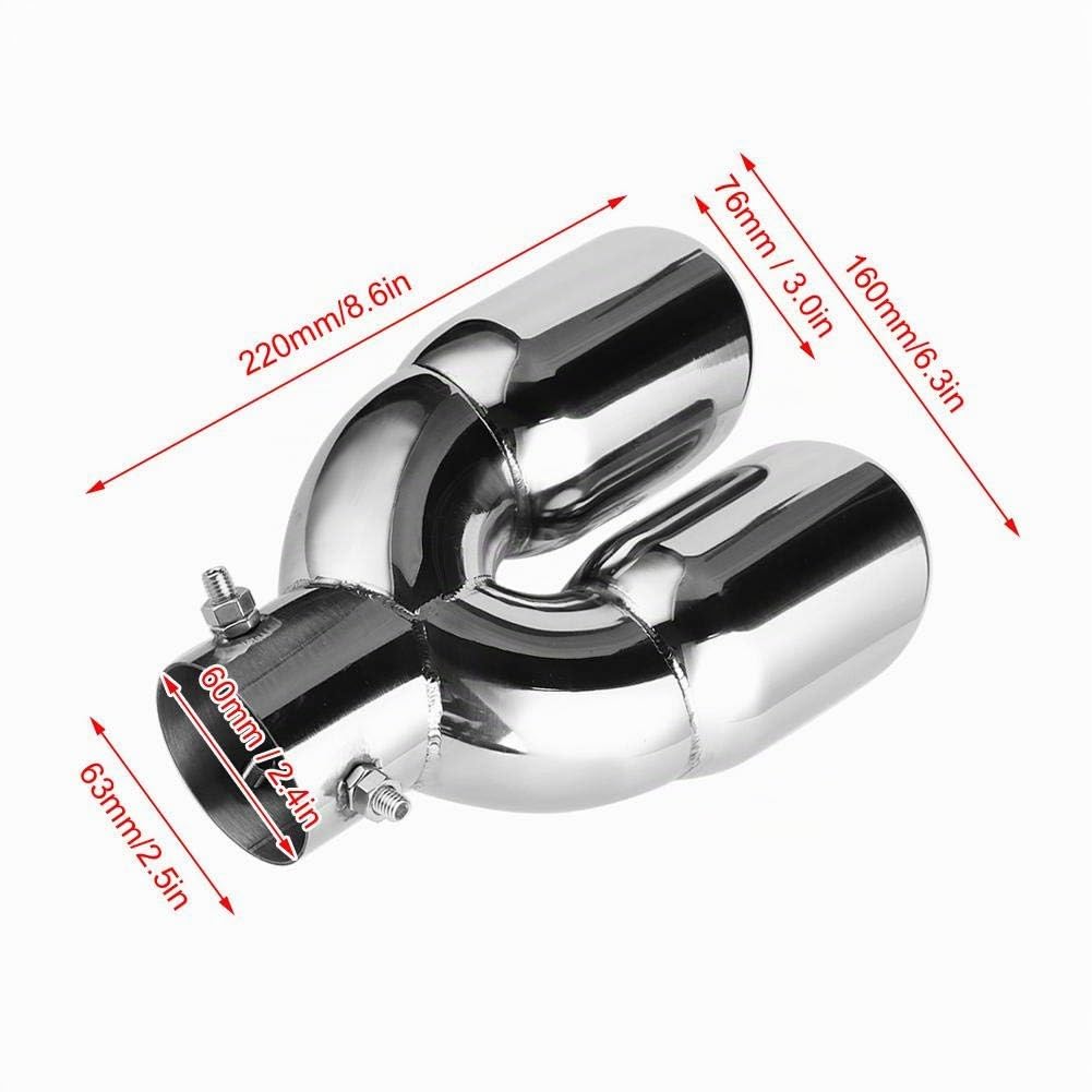 embout d'échappement uyau de queue embouts de silencieux d'acier inoxydable de tuyaux d'échappement doubles de voiture 63-76-220 sortie echappement