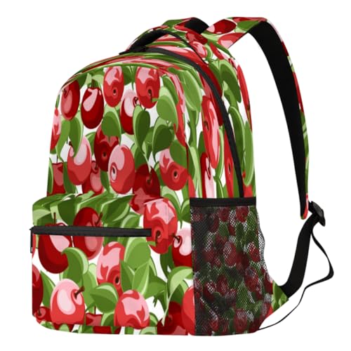 Sac à dos de voyage et de cours imprimé pommes rouges, idéal pour les sorties de toute la famille