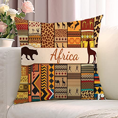 KUNQIAN African Cushion Cover Ethnic Tribe Print Art Pillow Cover Decor for Home Livingroom Couch Bed Sofa Decorate Throw Pillow Case Afriacn Ornament Gift 18"x18" - Image 4