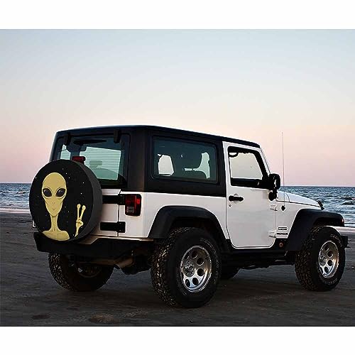 Image of Alien Spare Tire Cover Martian Peace Sign Closeup Extraterrestrial Invasion Weatherproof Universal Wheel Protectors Camper Tire Covers for Trailer Rv Travel(17 inch)